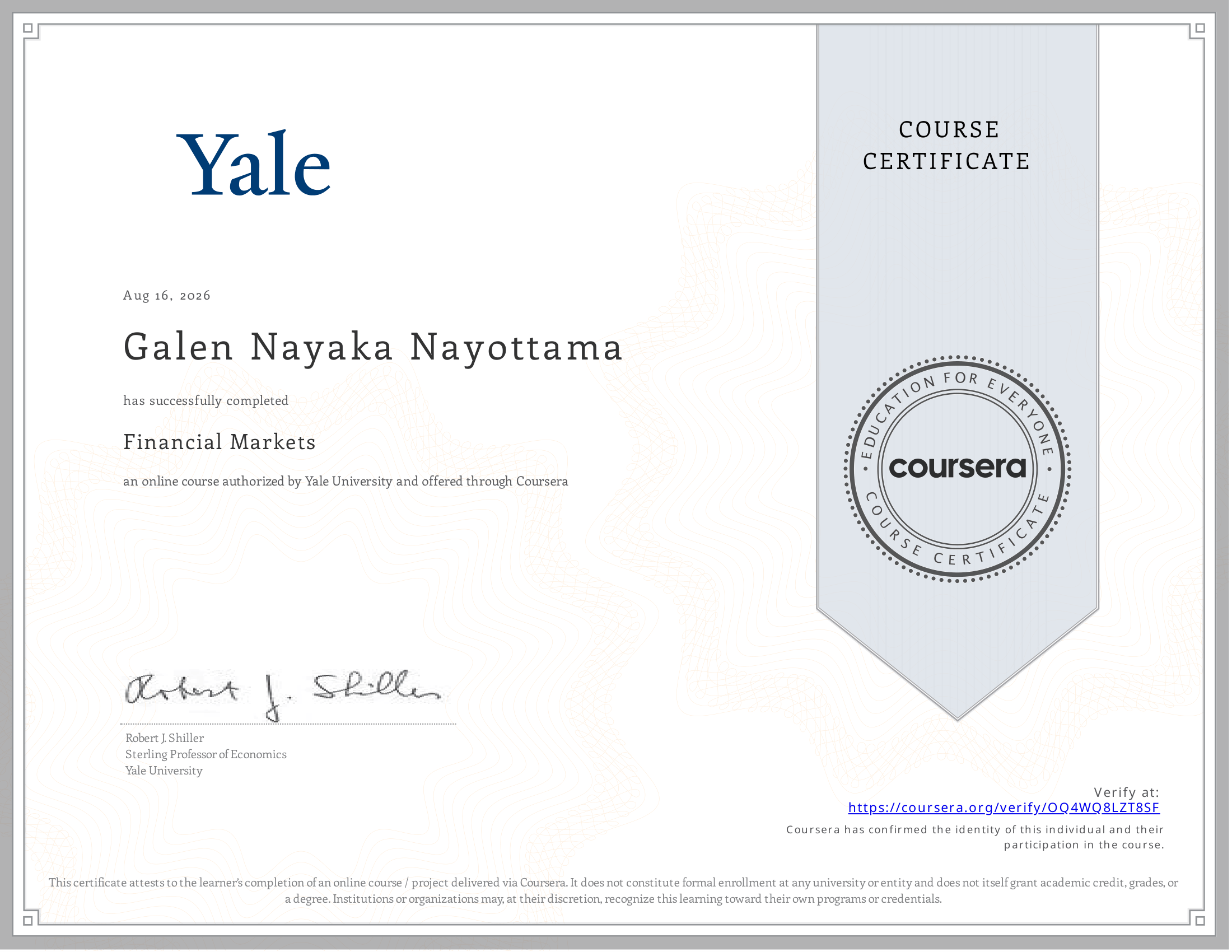 Financial Markets Certificate